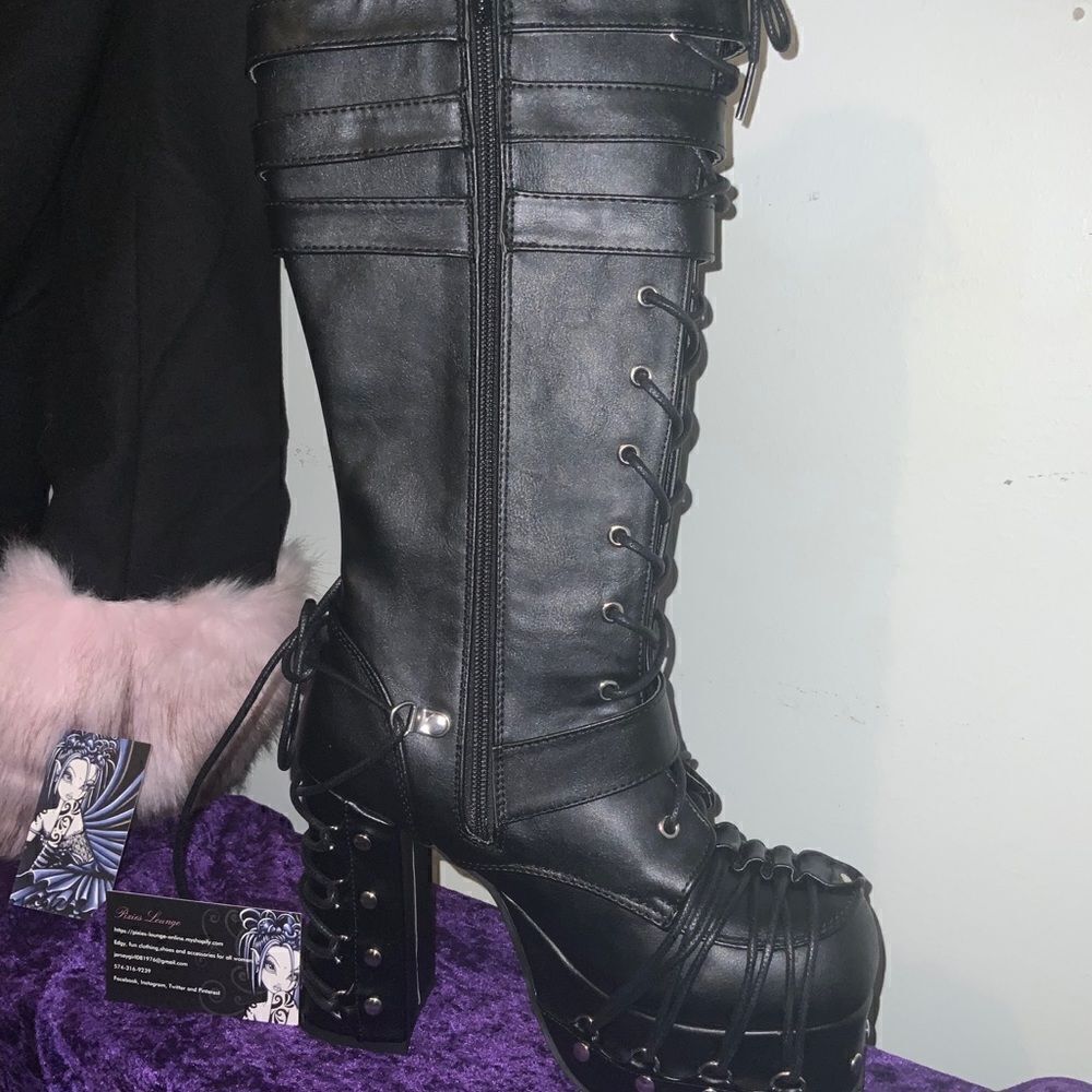 Demonia Charade-206 Knee High Buckle Boots - Picture 3 of 4